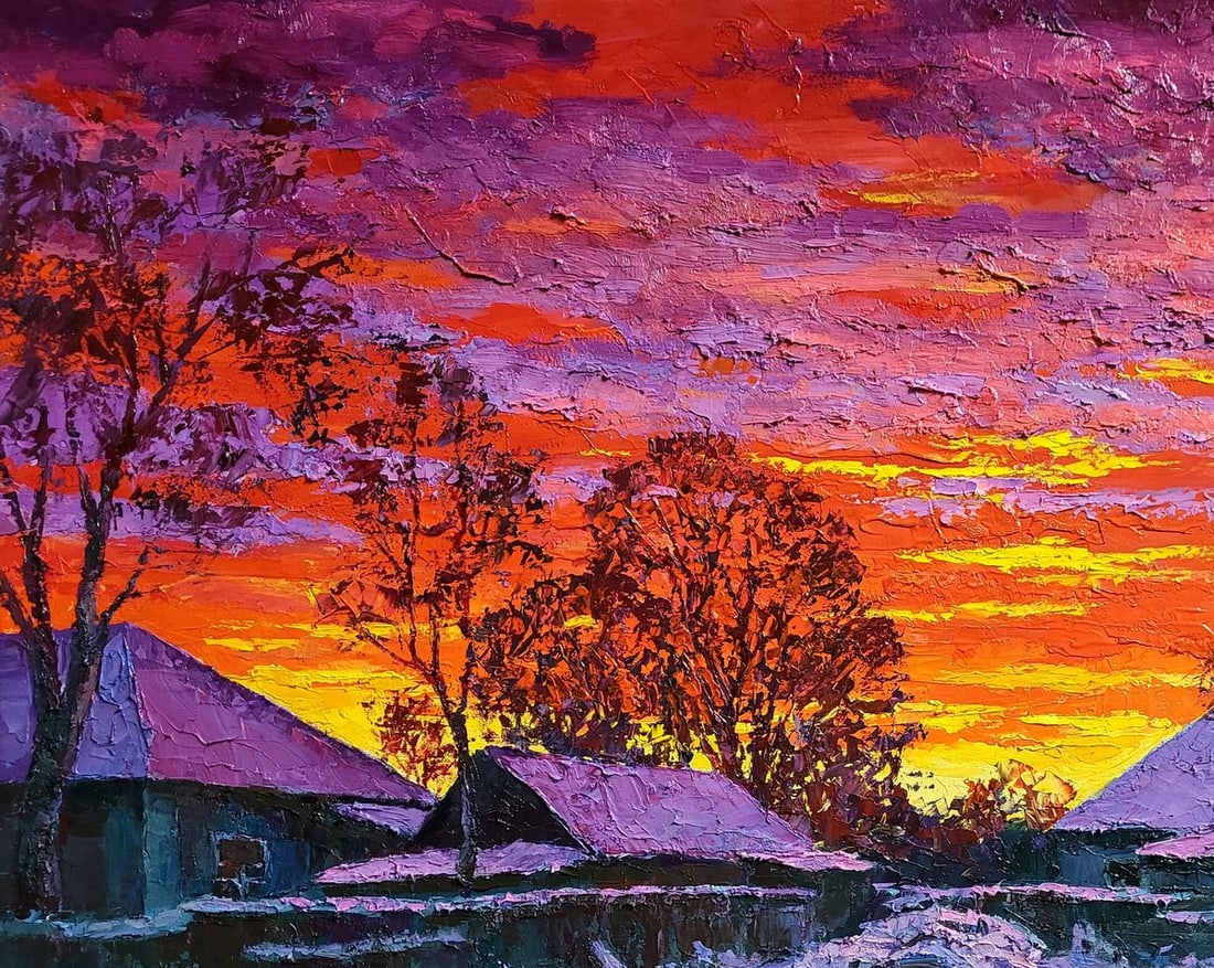 Oil painting Winter evening Boris Serdyuk - 4