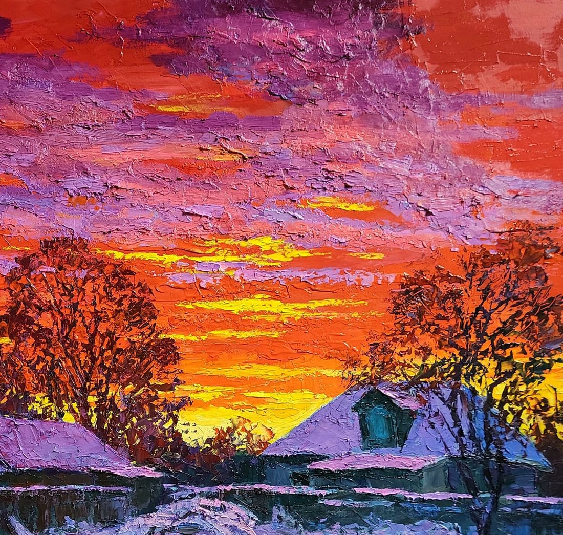 Oil painting Winter evening Boris Serdyuk - 5