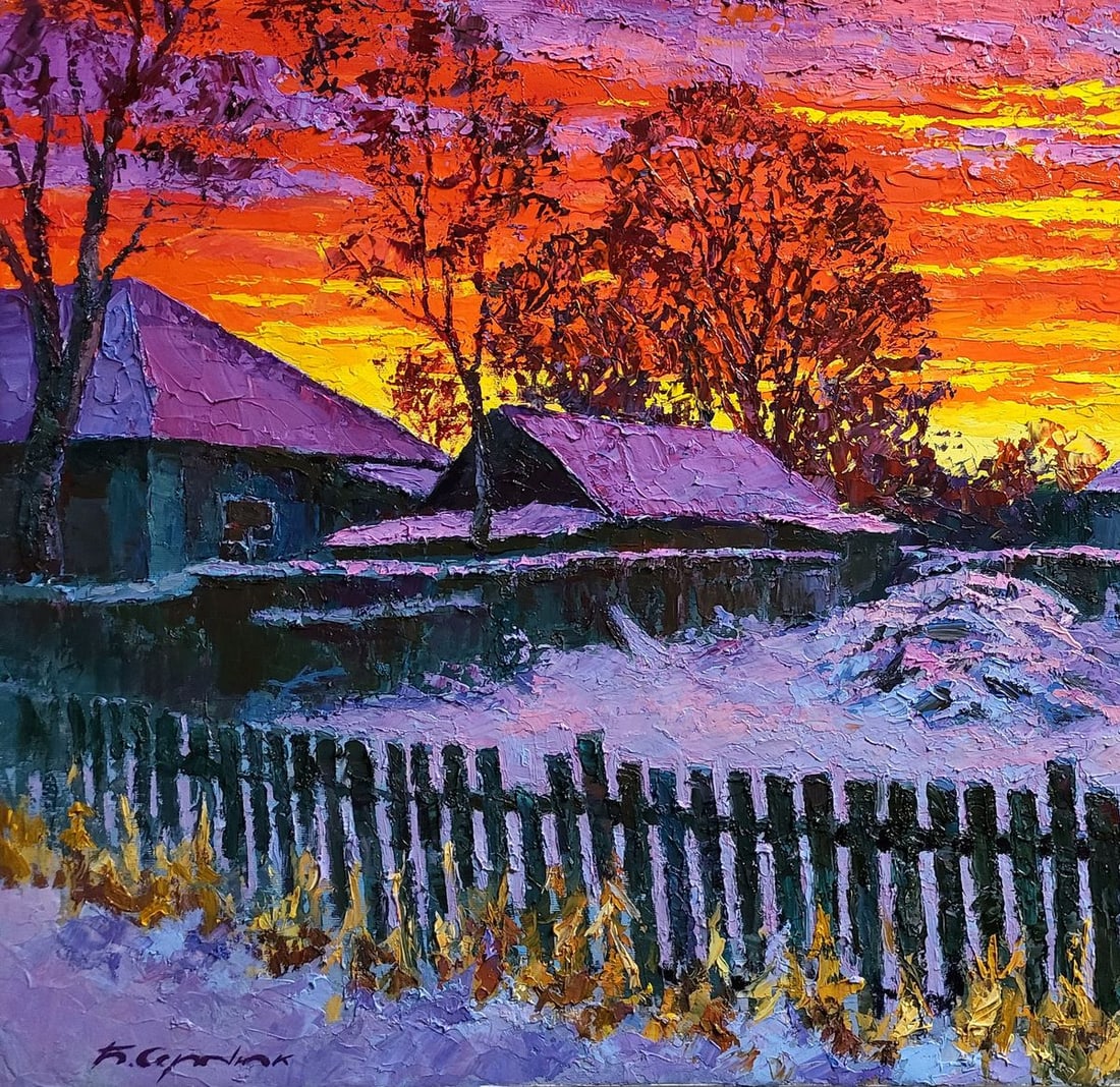 Oil painting Winter evening Boris Serdyuk - 6