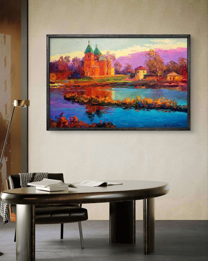 Oil painting Evening near the church Boris Serdyuk - 2