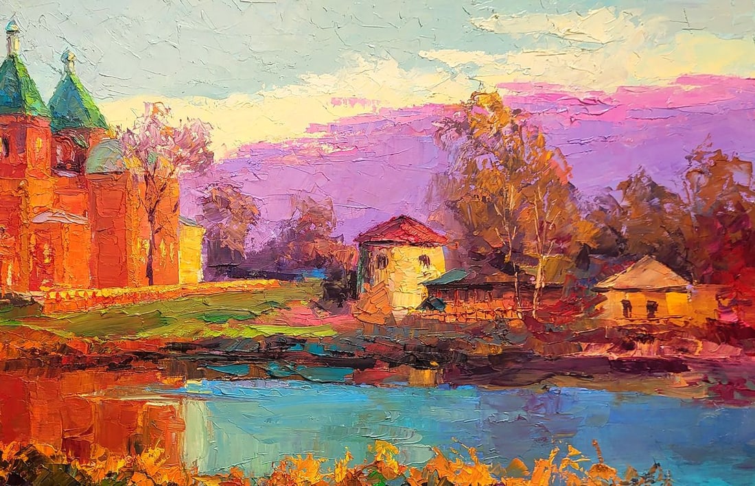 Oil painting Evening near the church Boris Serdyuk - 5