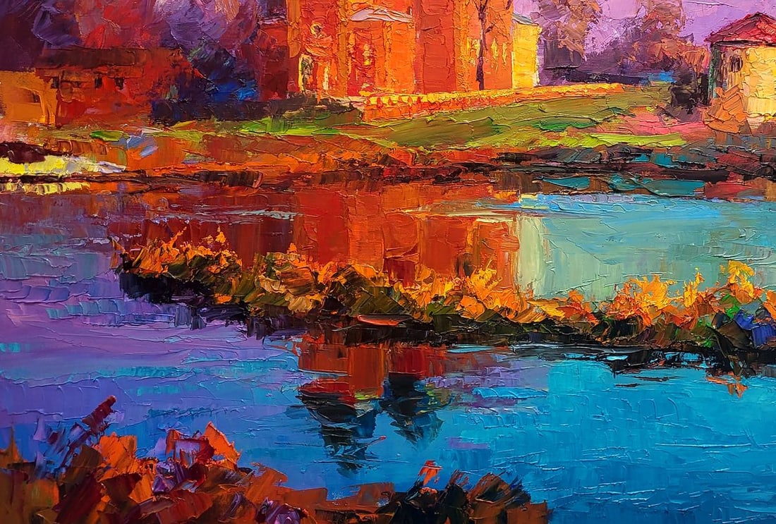 Oil painting Evening near the church Boris Serdyuk - 6