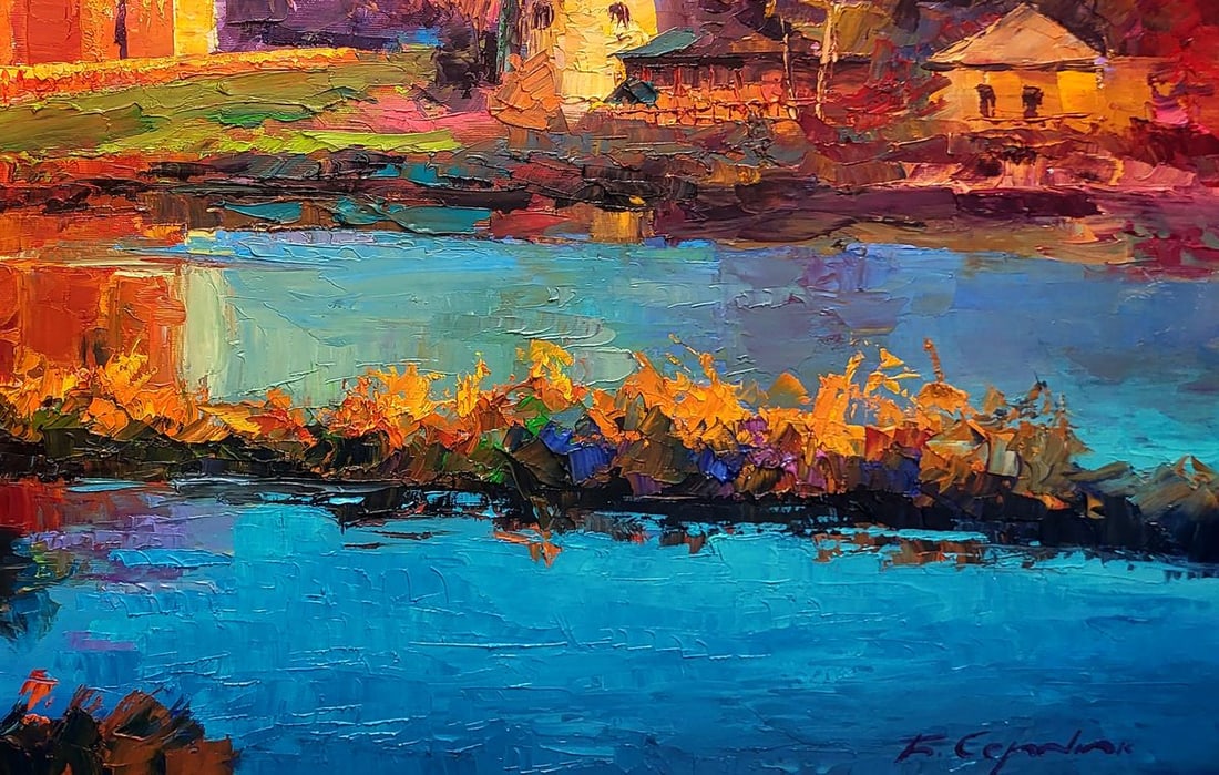 Oil painting Evening near the church Boris Serdyuk - 7