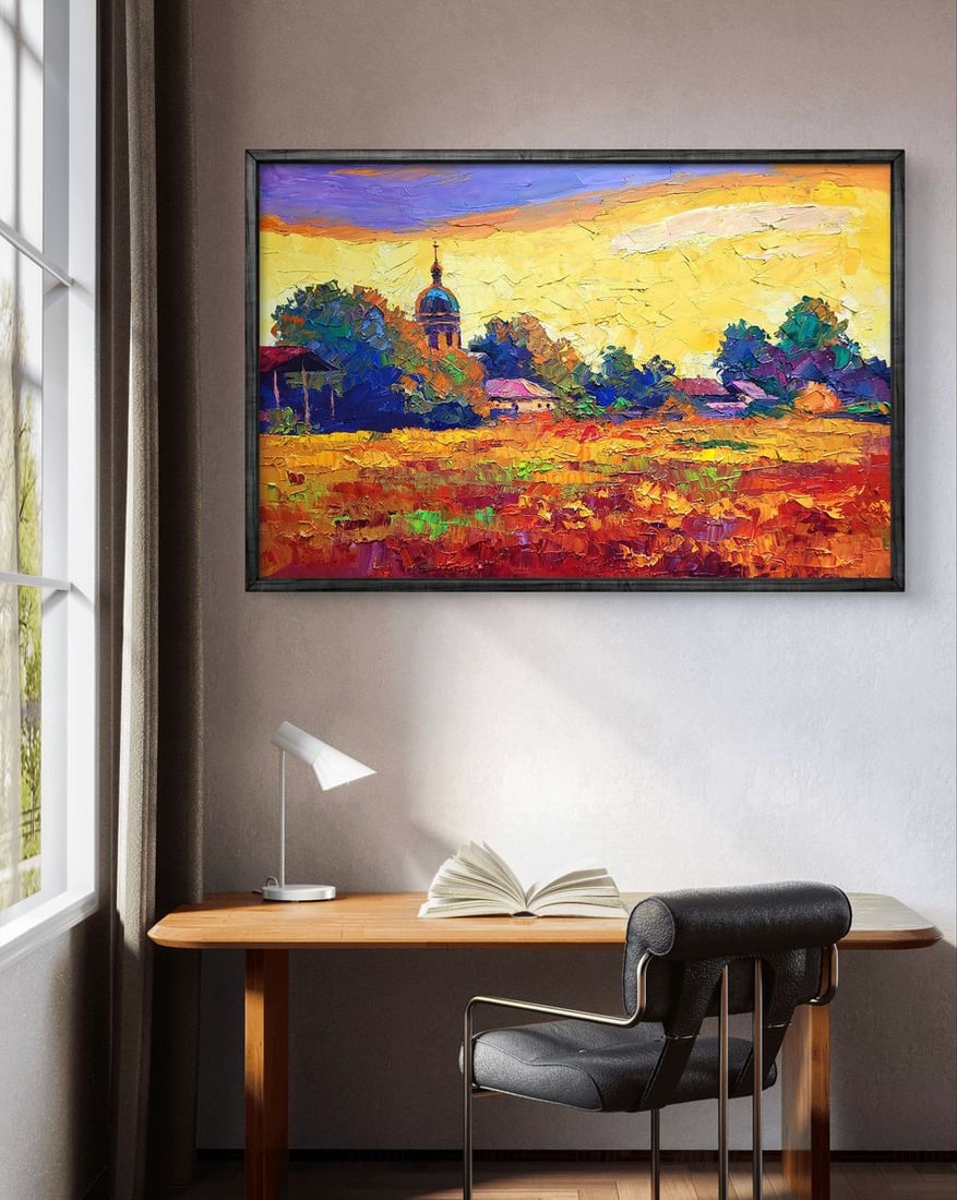 Oil painting Sunset over the village Boris Serdyuk - 3