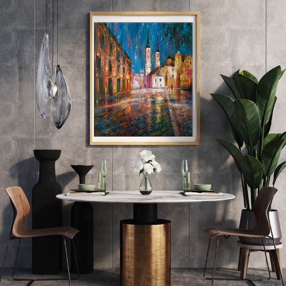 Abstract oil painting Night city Anatoly Tarabanov - 3