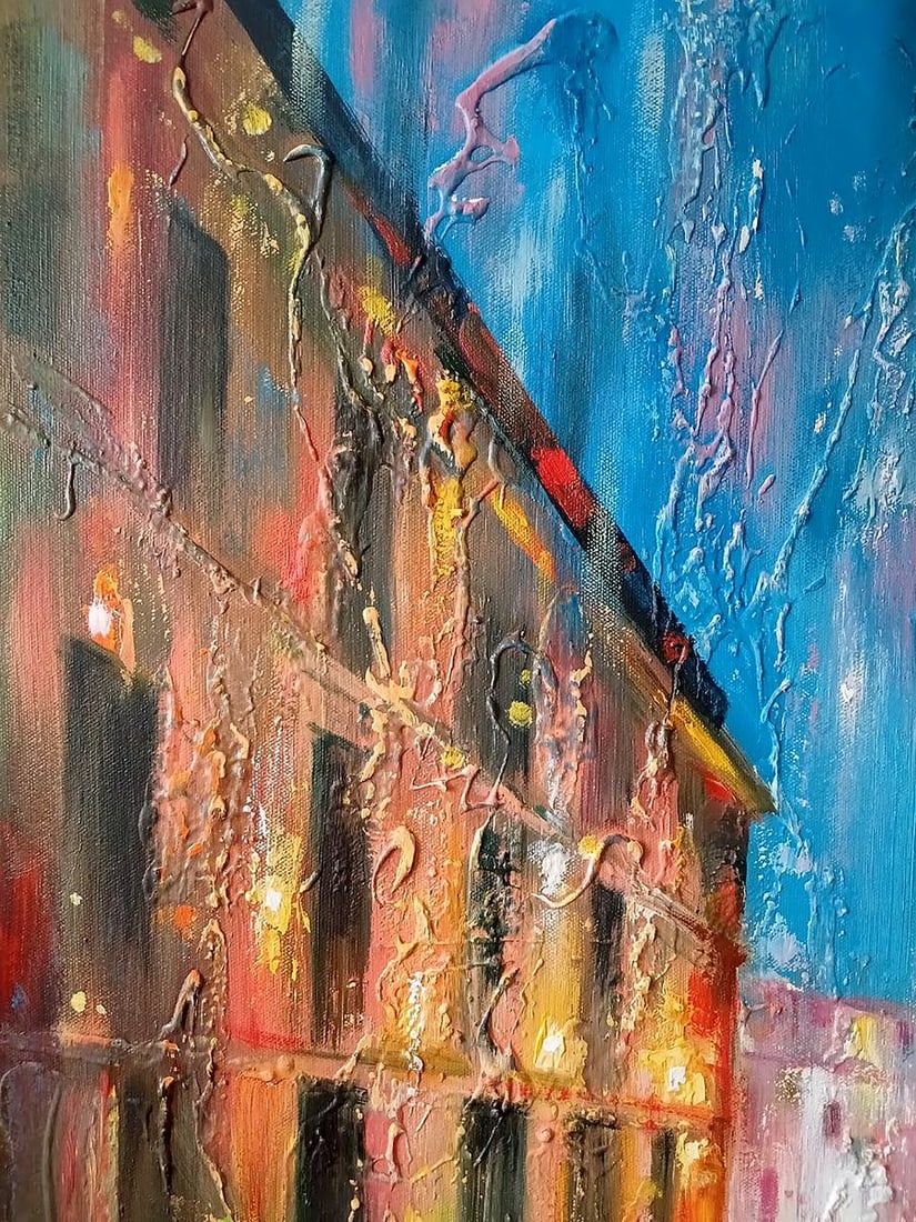 Abstract oil painting Night city Anatoly Tarabanov - 4