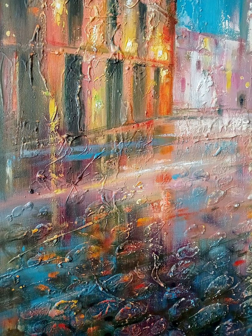 Abstract oil painting Night city Anatoly Tarabanov - 5
