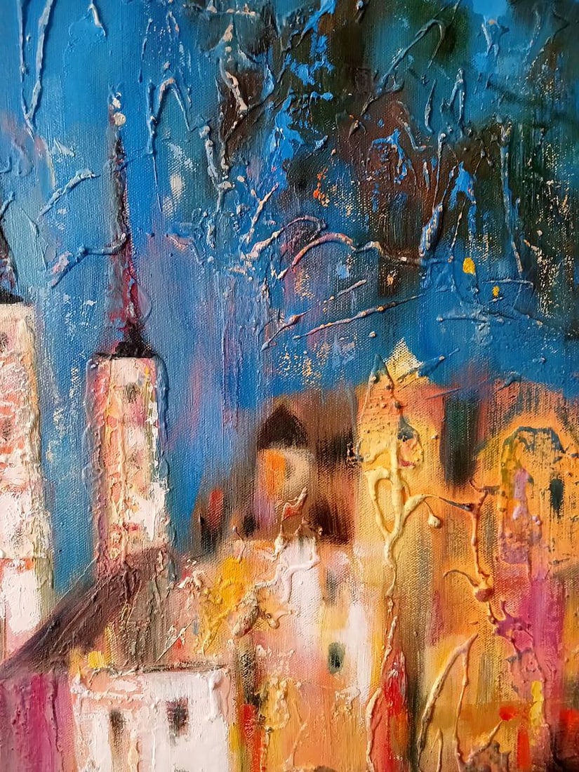 Abstract oil painting Night city Anatoly Tarabanov - 8