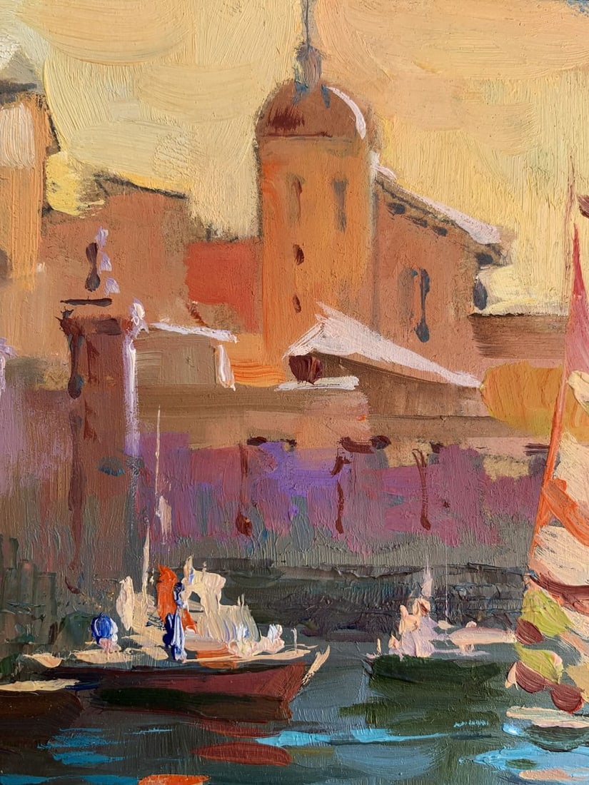 Oil painting Evening at the yacht club Yuriy Suprunchuk - 4