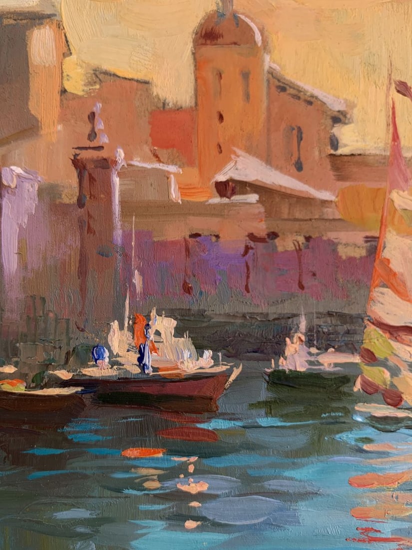 Oil painting Evening at the yacht club Yuriy Suprunchuk - 5