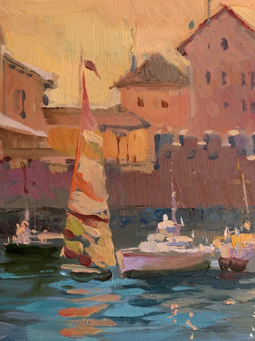 Oil painting Evening at the yacht club Yuriy Suprunchuk - 9