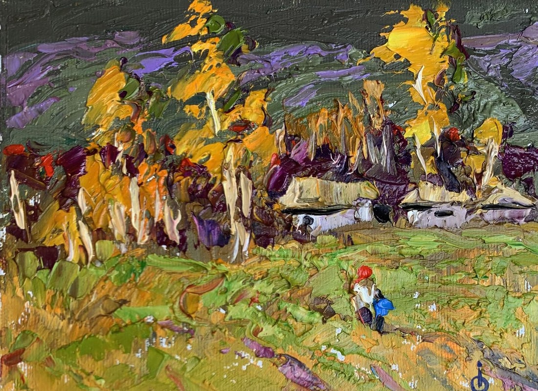 Oil painting It was raining Oksana Kalenyuk: Title: Oil painting It was raining Oksana Kalenyuk Description: No.AAA3267 The painting "It Was Raining" is a vibrant and expressive oil on canvas piece that captures the lush and colorful aftermath