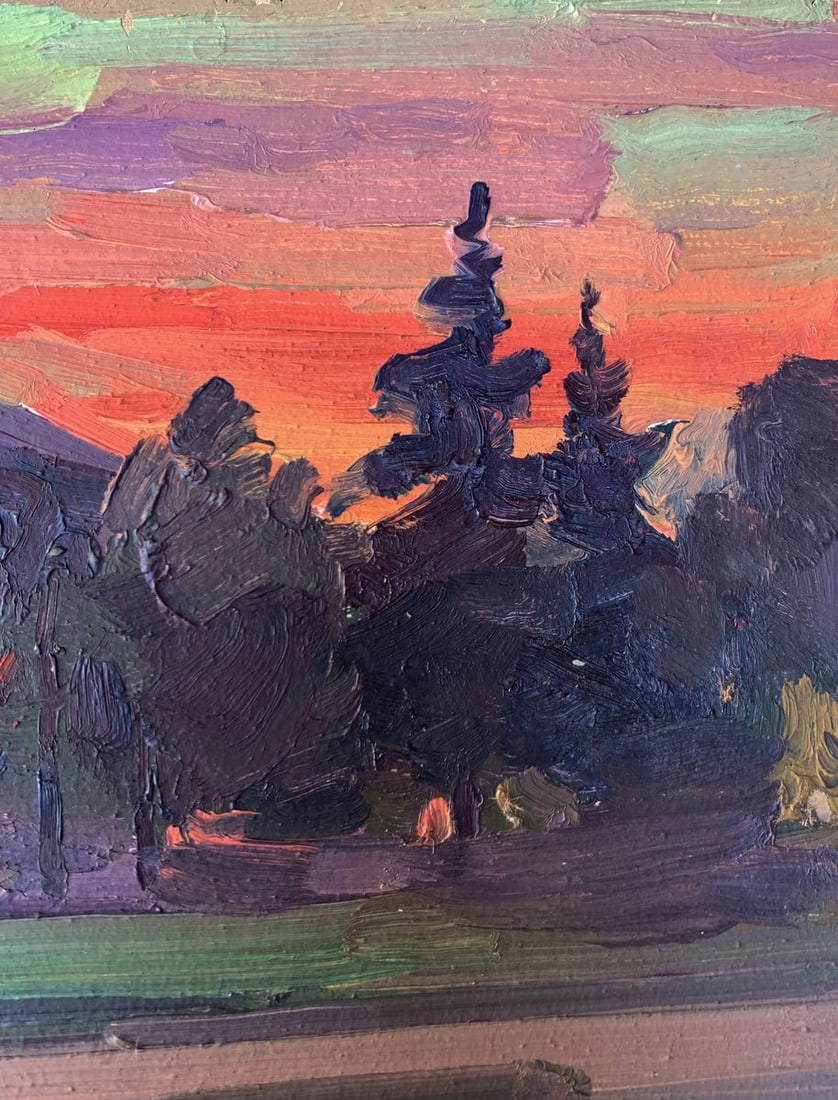 Oil painting Sunset in the city Peter Tovpev - 10