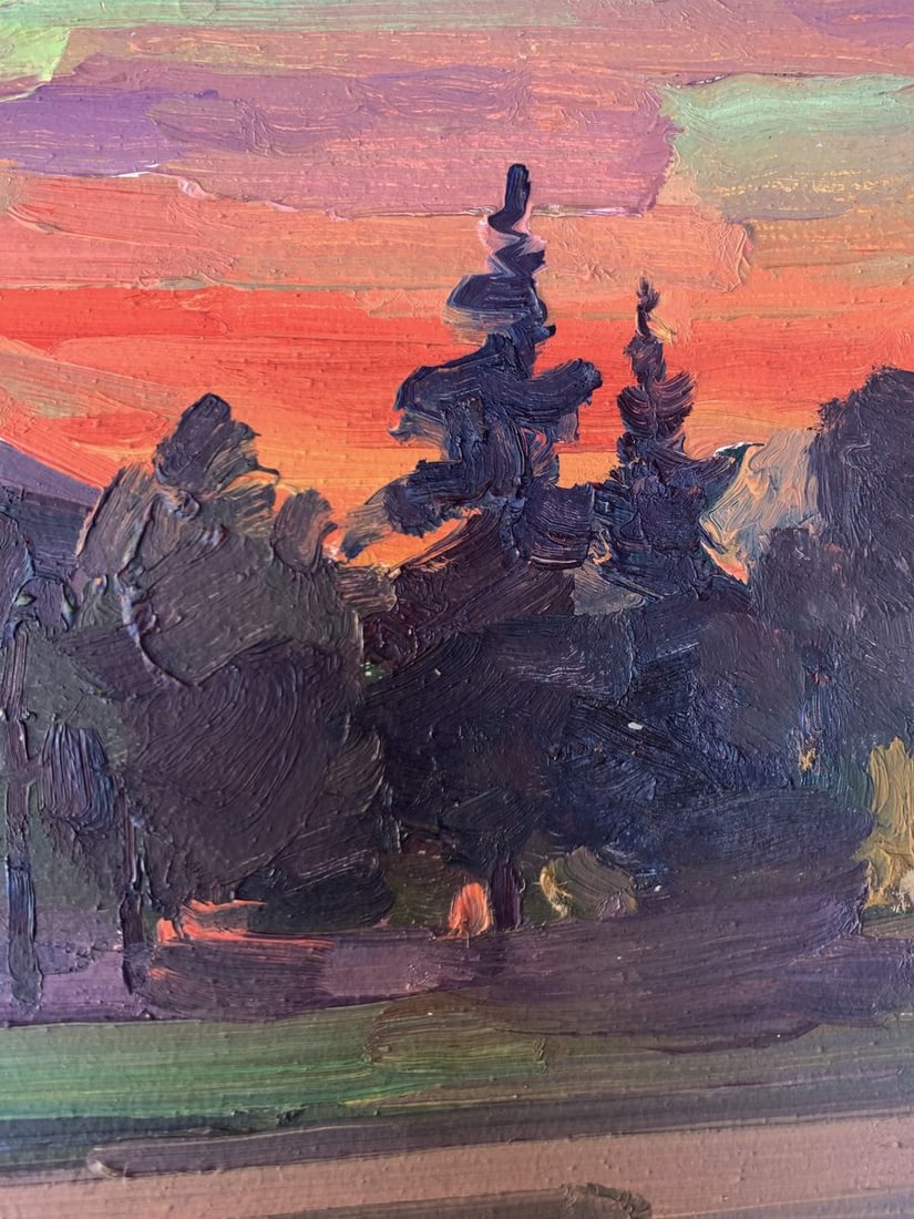 Oil painting Sunset in the city Peter Tovpev - 11