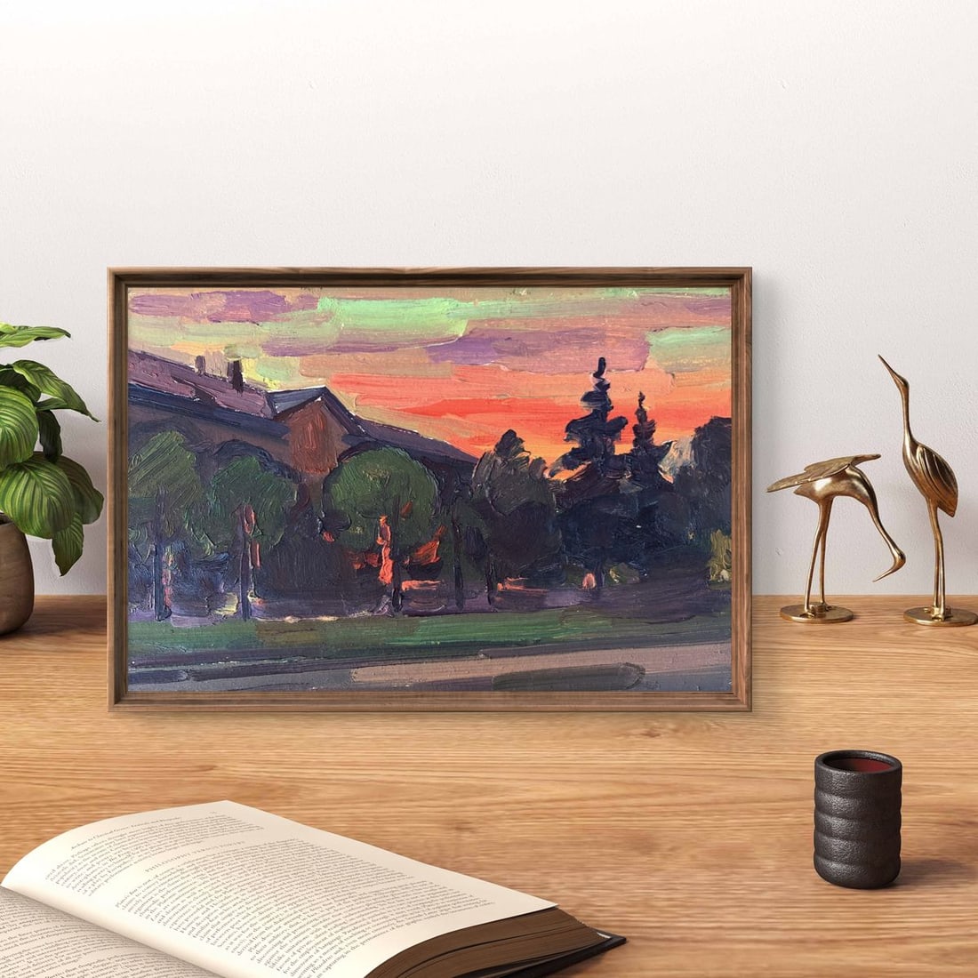 Oil painting Sunset in the city Peter Tovpev - 3