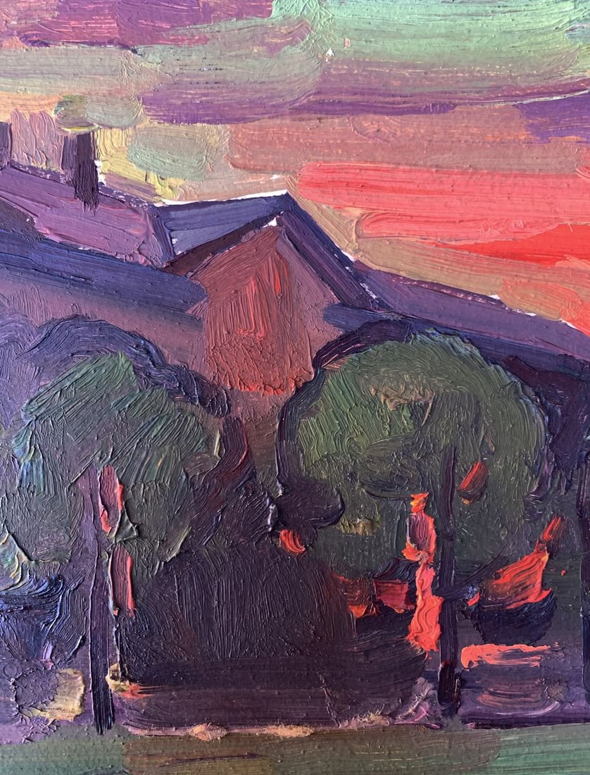 Oil painting Sunset in the city Peter Tovpev - 4