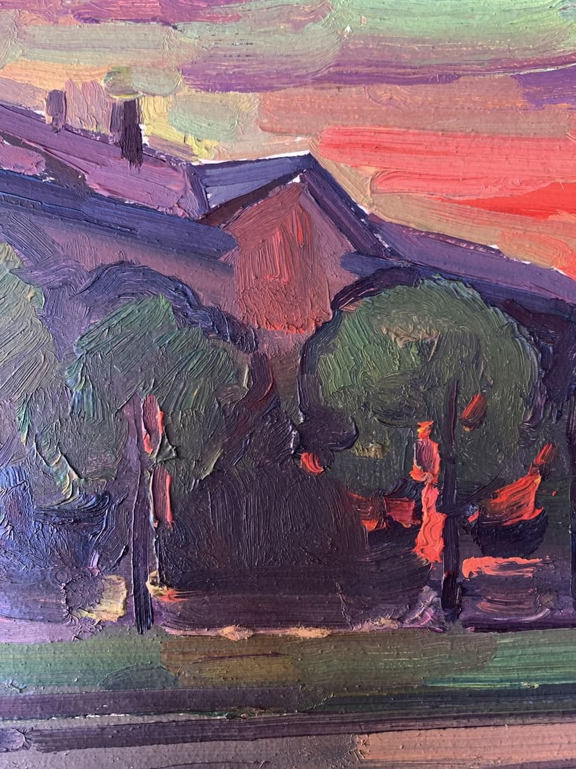 Oil painting Sunset in the city Peter Tovpev - 5