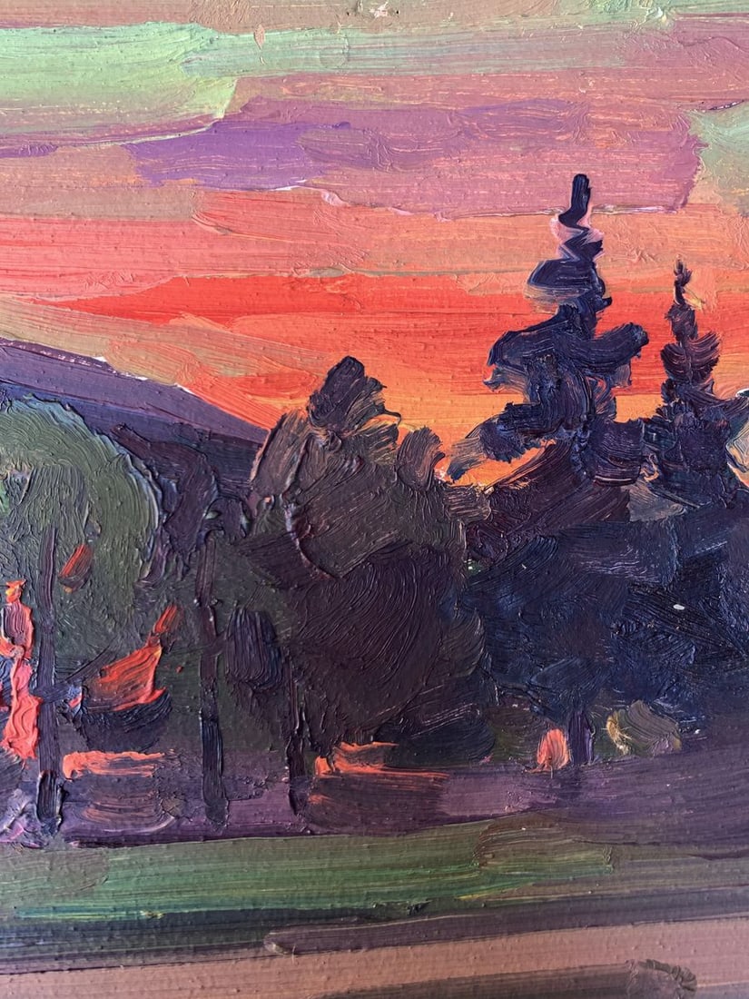 Oil painting Sunset in the city Peter Tovpev - 8
