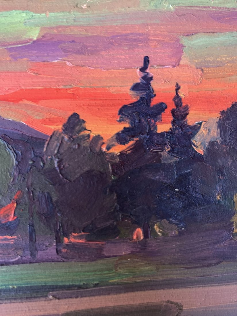 Oil painting Sunset in the city Peter Tovpev - 9