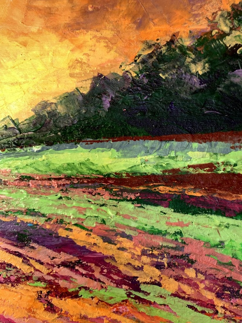 Oil painting Sunset behind the forest V. Zadorozhnya - 8