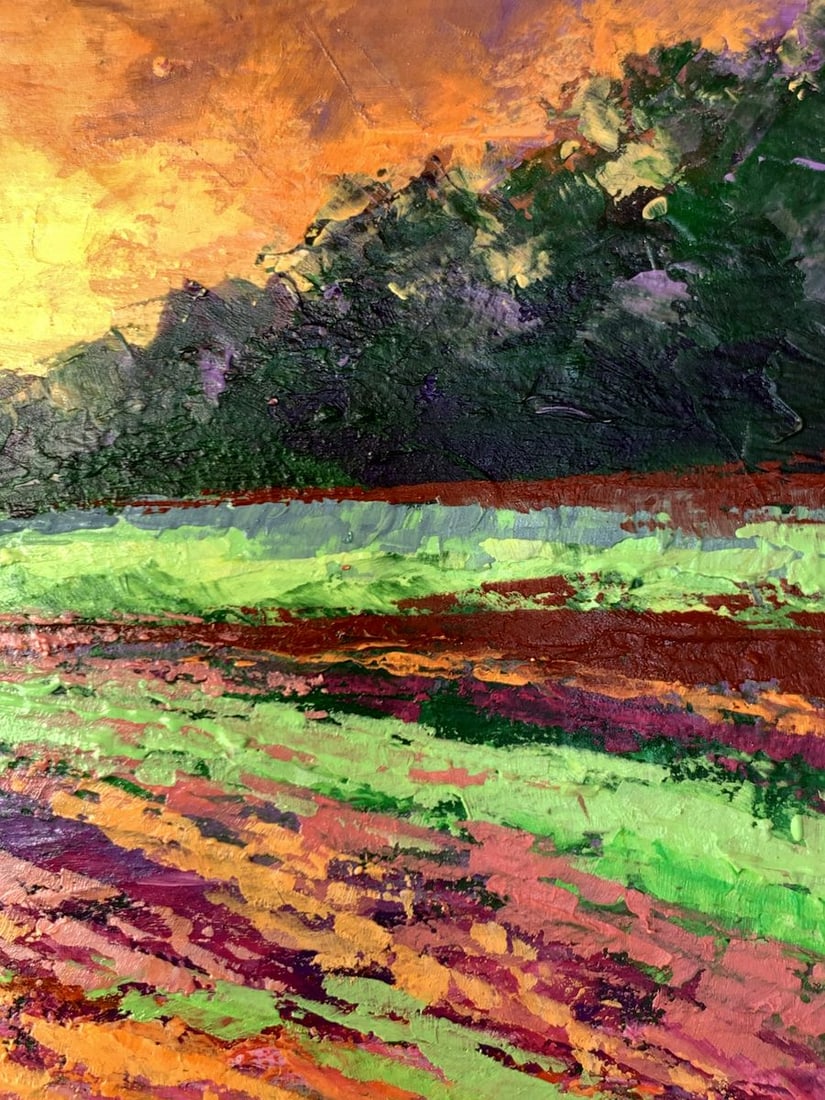 Oil painting Sunset behind the forest V. Zadorozhnya - 9