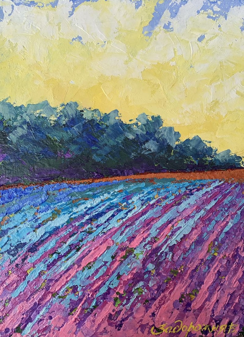 Oil painting Warm days in the fields V. Zadorozhnya: Title: Oil painting Warm days in the fields V. Zadorozhnya Description: No.AAA3487 The painting titled "Warm Days in the Fields" is a vivid celebration of nature's vibrant hues and the peaceful simpli