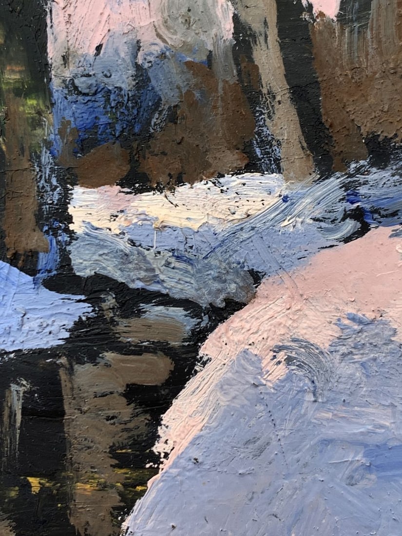 Oil painting There is a stream in the winter forest Leonid Maistrenko - 10