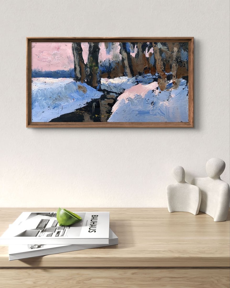 Oil painting There is a stream in the winter forest Leonid Maistrenko - 3