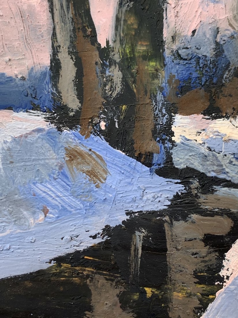Oil painting There is a stream in the winter forest Leonid Maistrenko - 6
