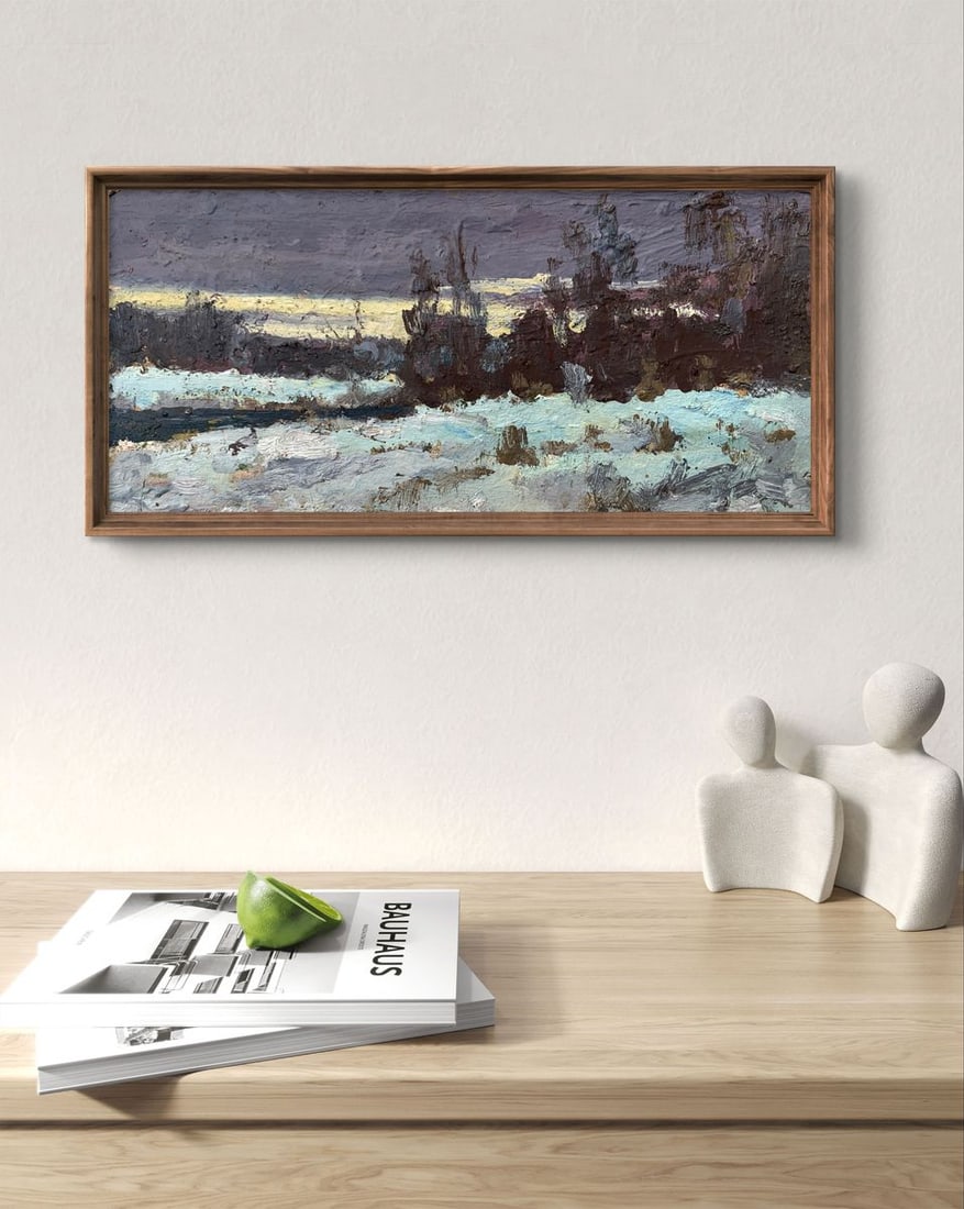 Oil painting Winter evening in nature Leonid Maistrenko - 2