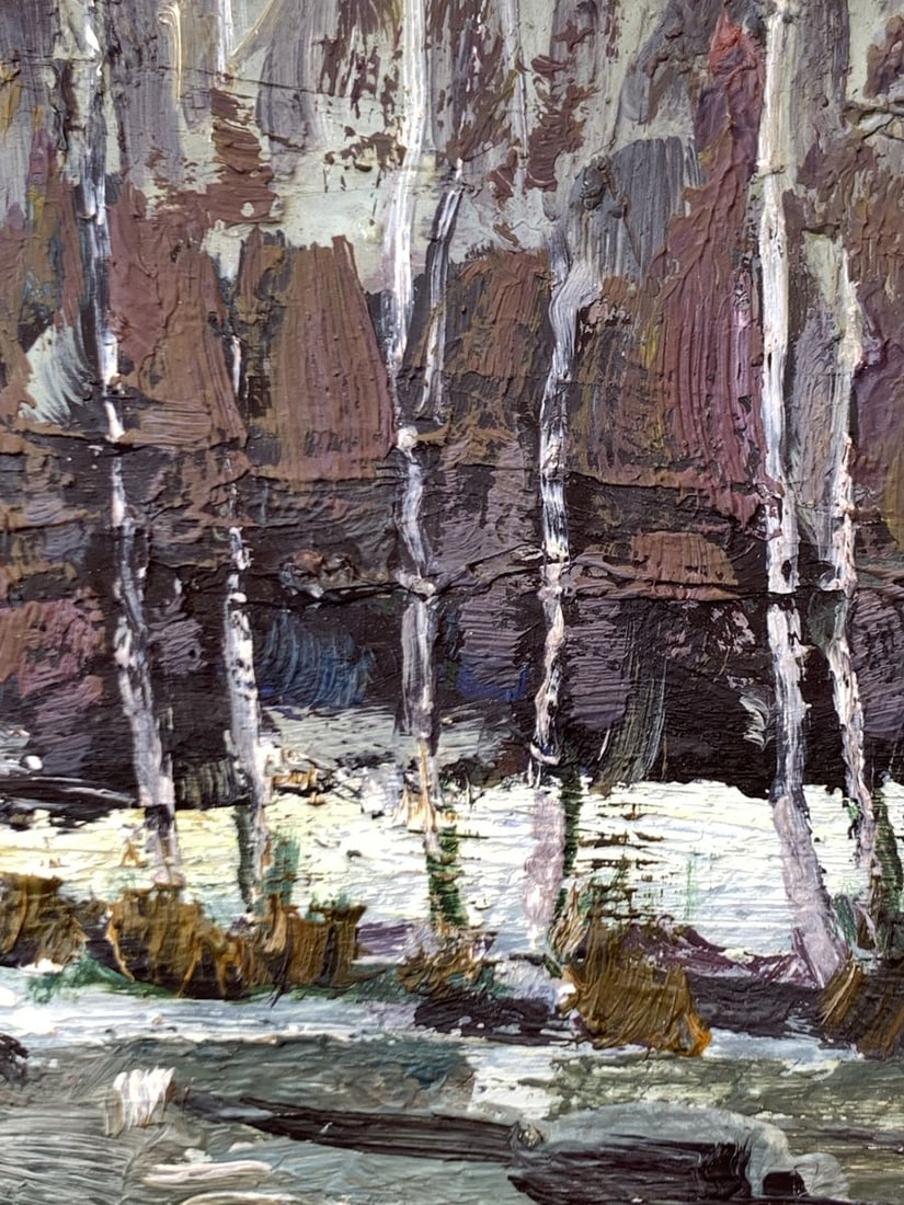 Oil painting Road in the winter forest Leonid Maistrenko - 10