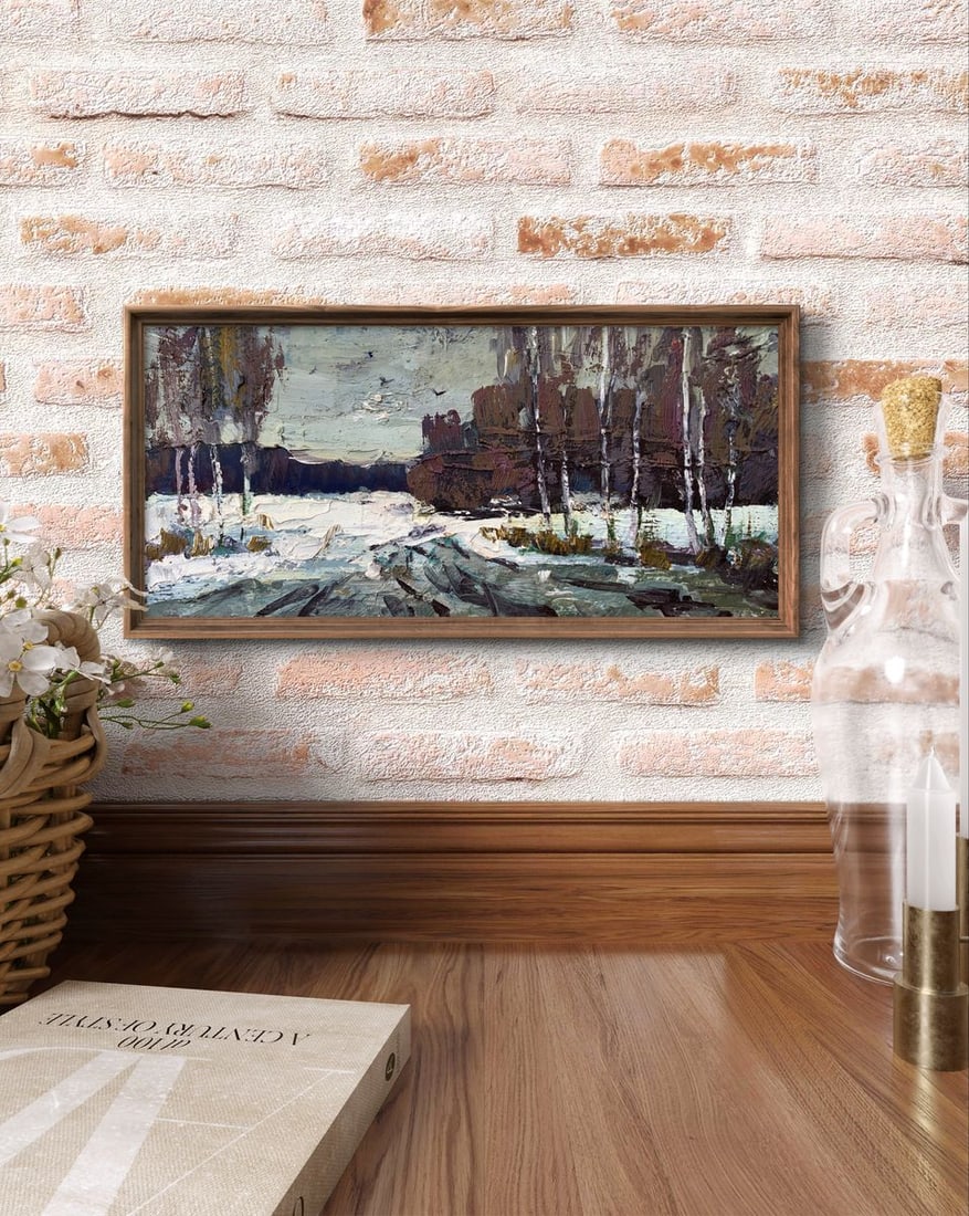Oil painting Road in the winter forest Leonid Maistrenko - 3