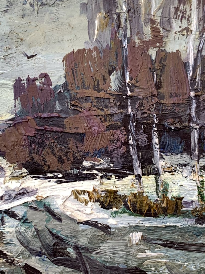 Oil painting Road in the winter forest Leonid Maistrenko - 6