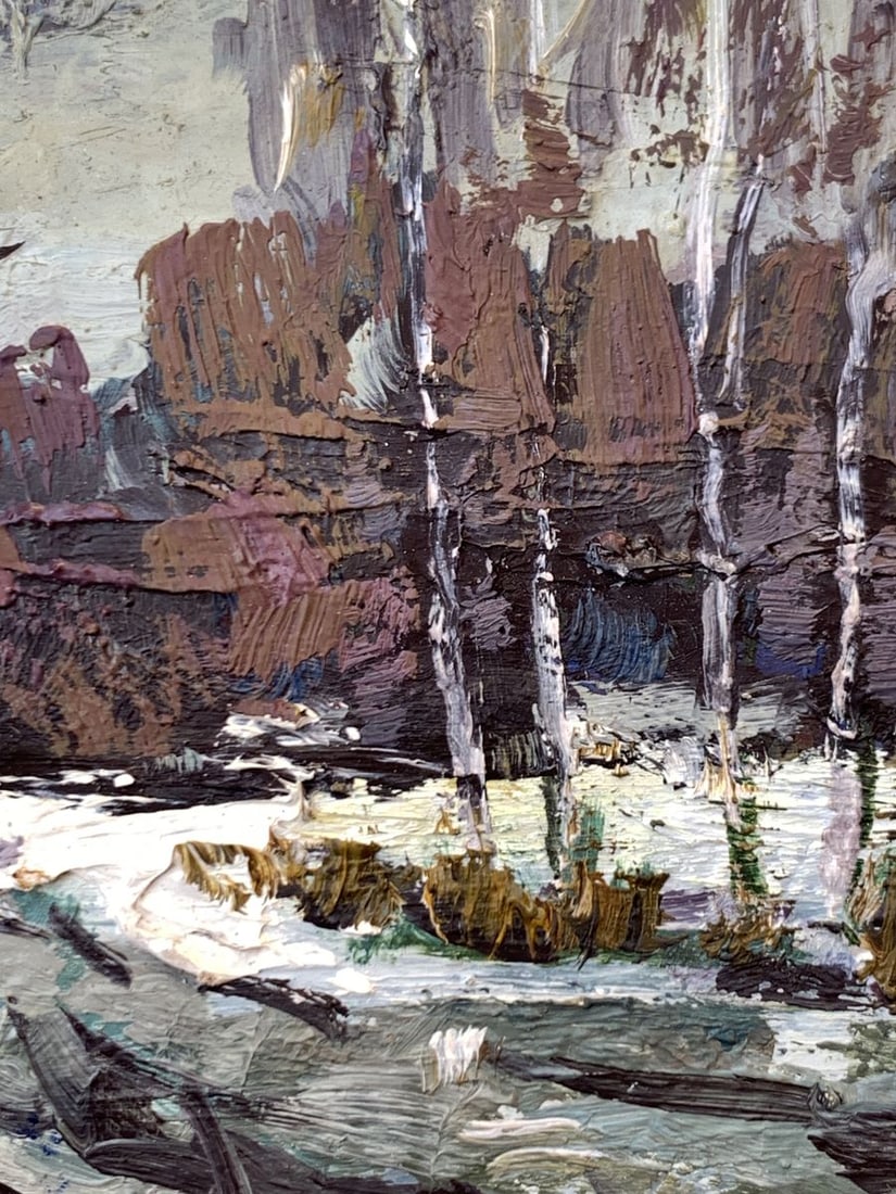 Oil painting Road in the winter forest Leonid Maistrenko - 7