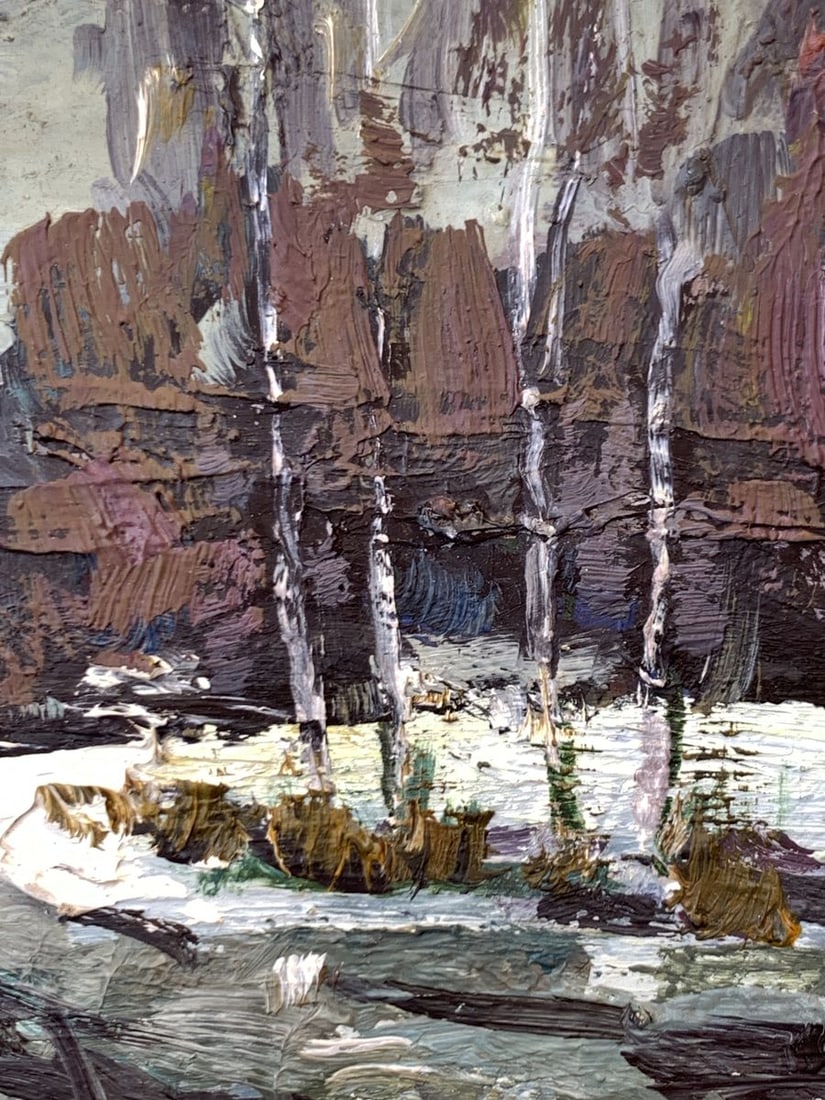Oil painting Road in the winter forest Leonid Maistrenko - 8