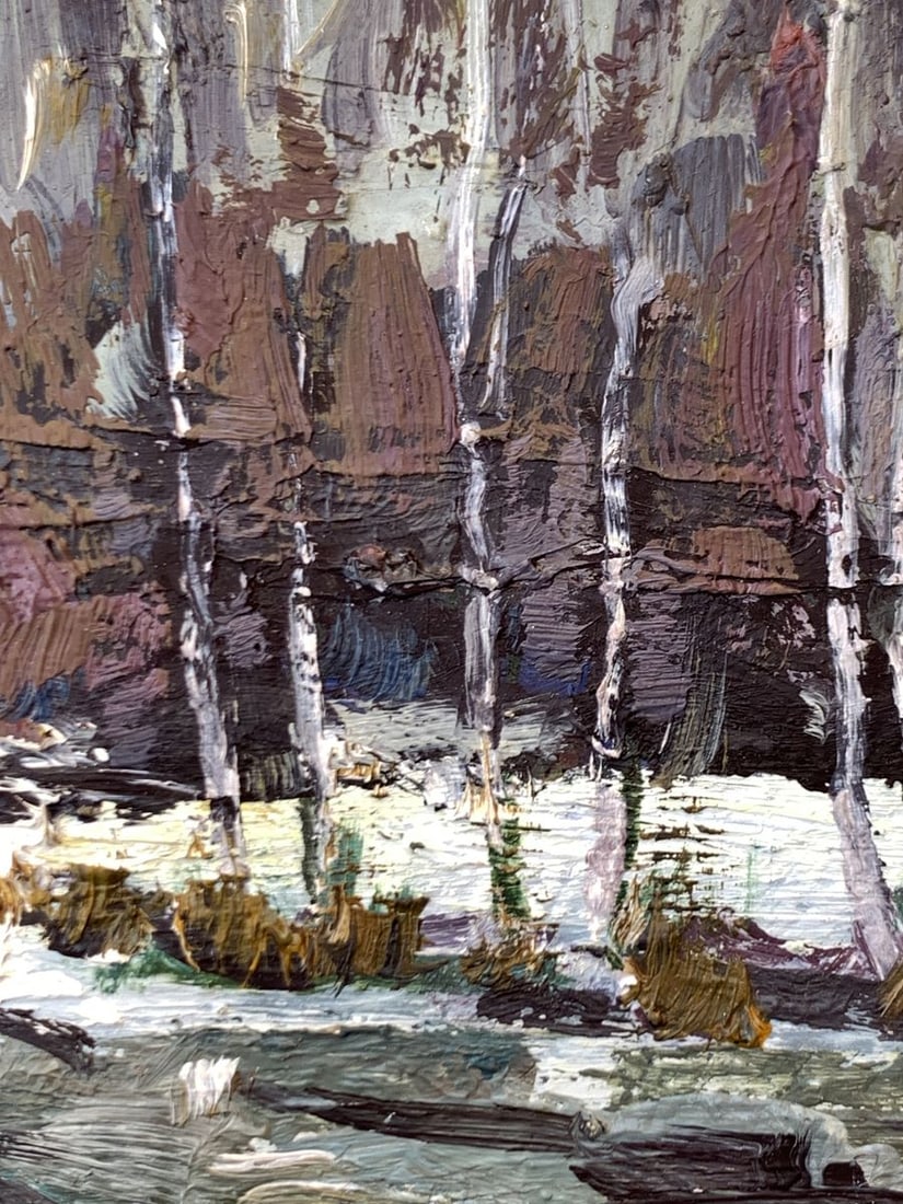 Oil painting Road in the winter forest Leonid Maistrenko - 9