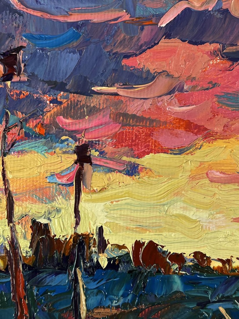 Oil painting Romantic sunset in the field Oleksiy Ivanyuk - 4