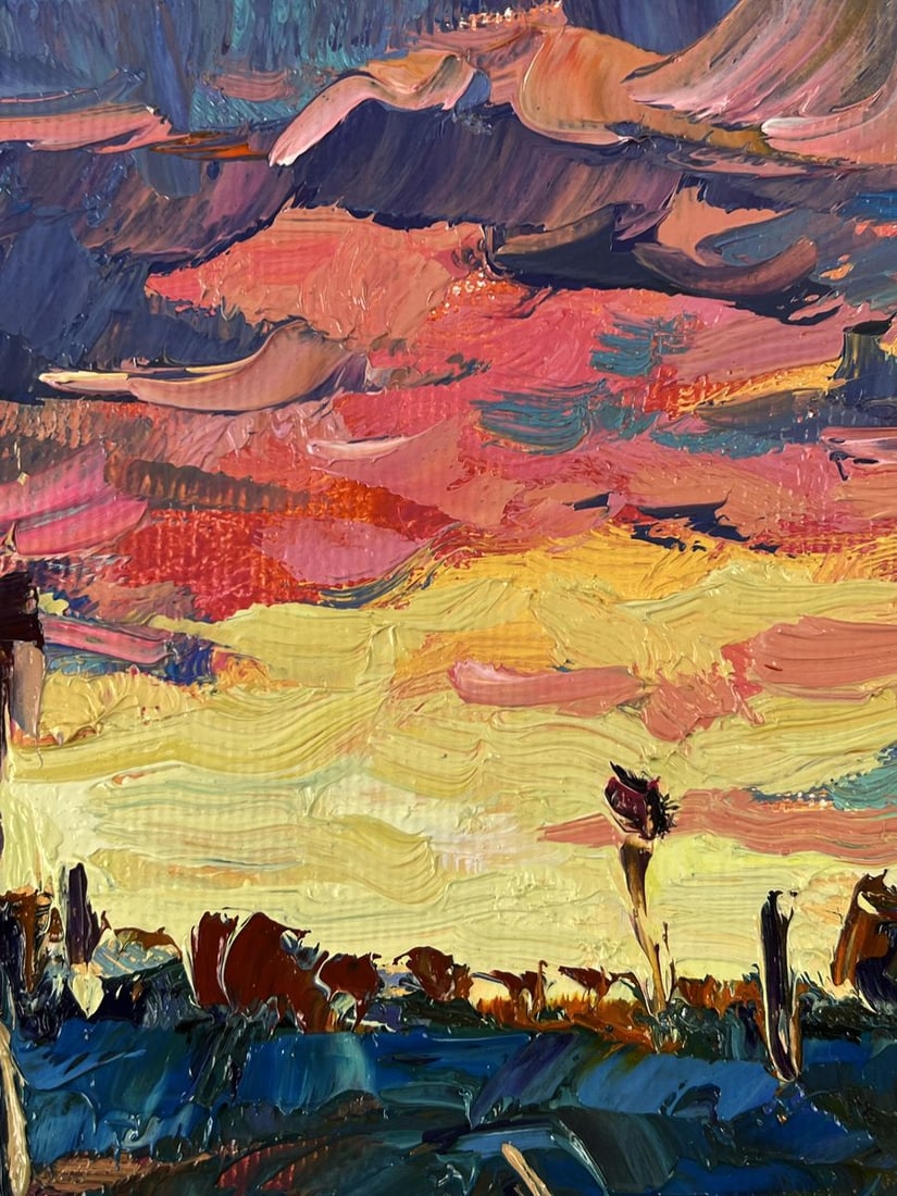 Oil painting Romantic sunset in the field Oleksiy Ivanyuk - 6