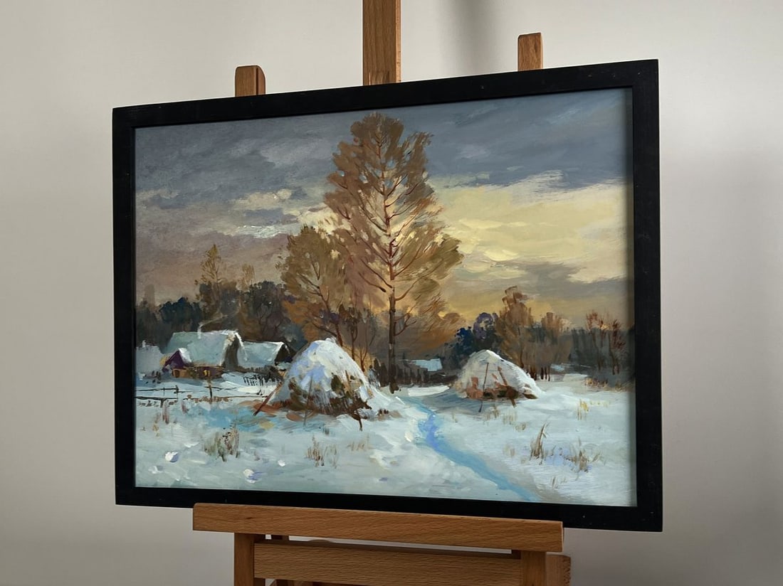 Oil painting Snow and sunset lights Yuriy Suprunchuk - 2