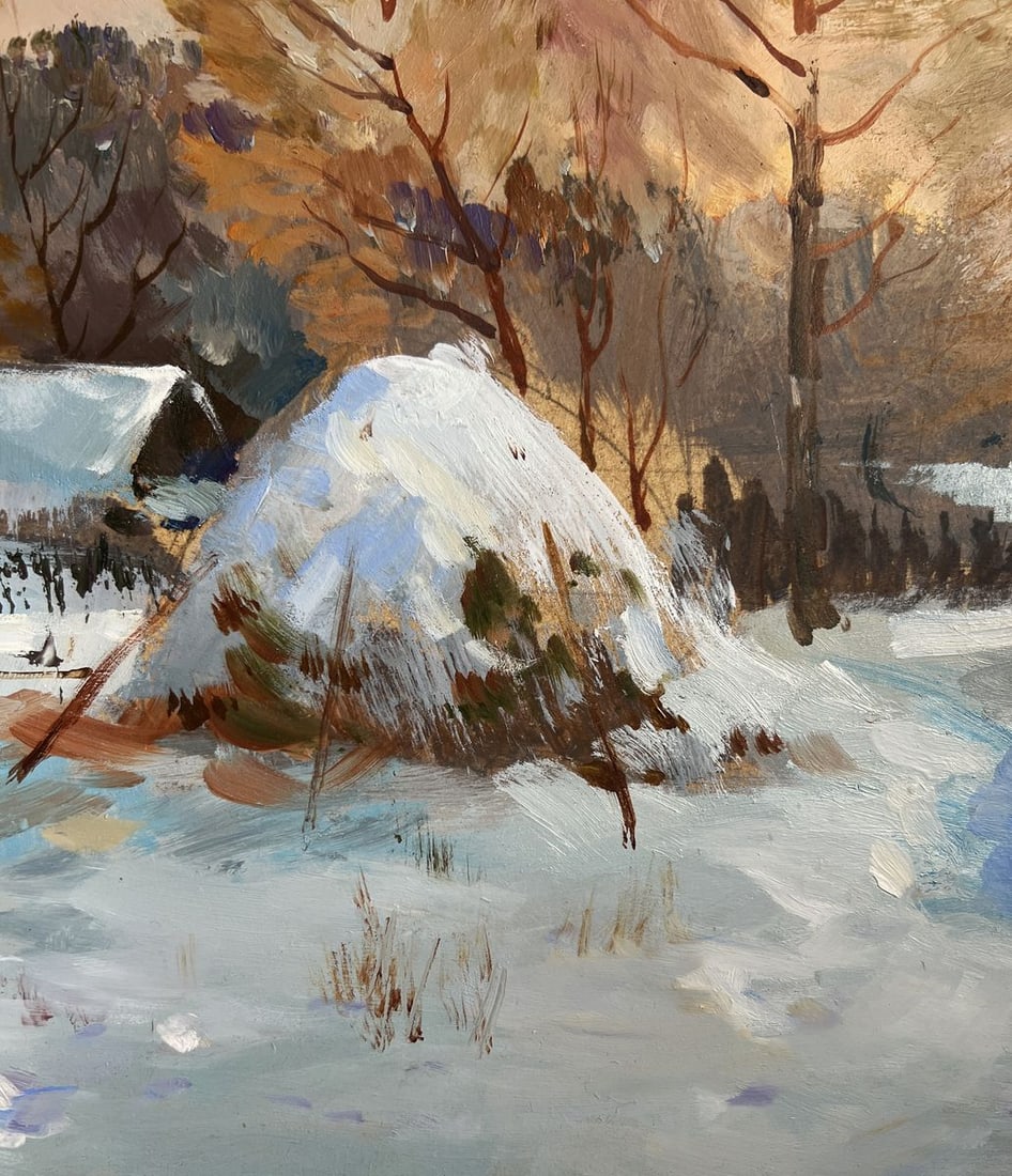 Oil painting Snow and sunset lights Yuriy Suprunchuk - 8