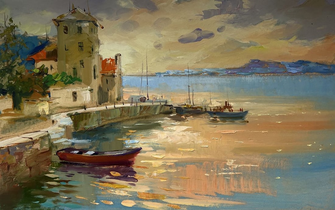 Oil painting Orange sunset in the sea Yuriy Suprunchuk - 3