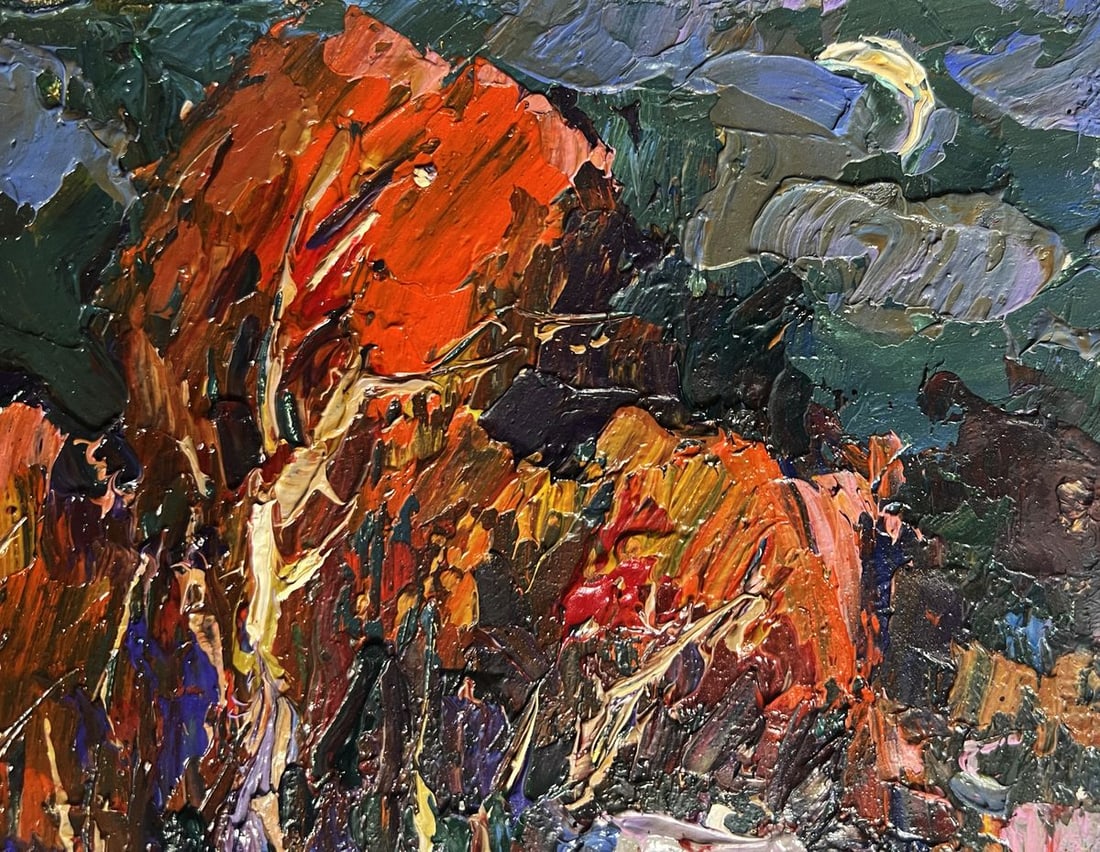 Oil painting Moon in the sky over the village Oksana Kalenyuk - 4