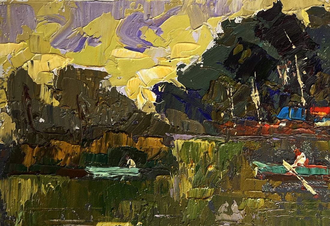 Oil painting Evening silence by the river Alex Kalenyuk - 7