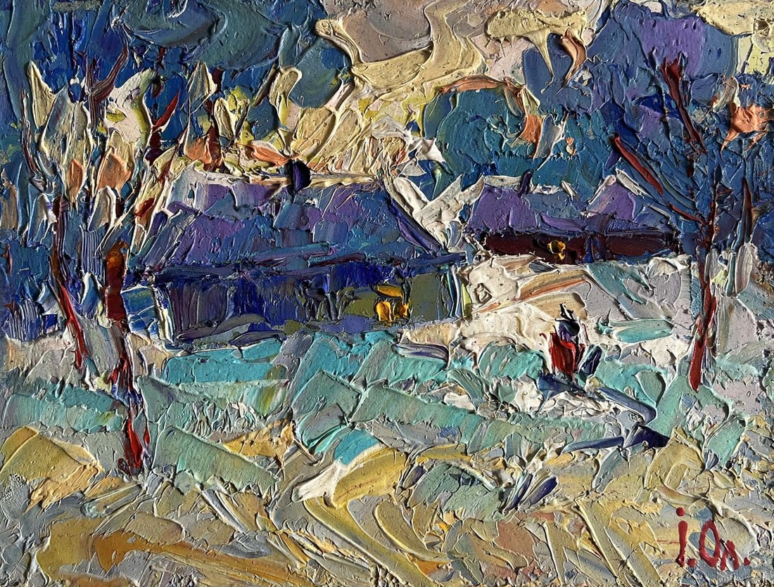 Oil painting Evening on the edge of the village Alex Kalenyuk - 3