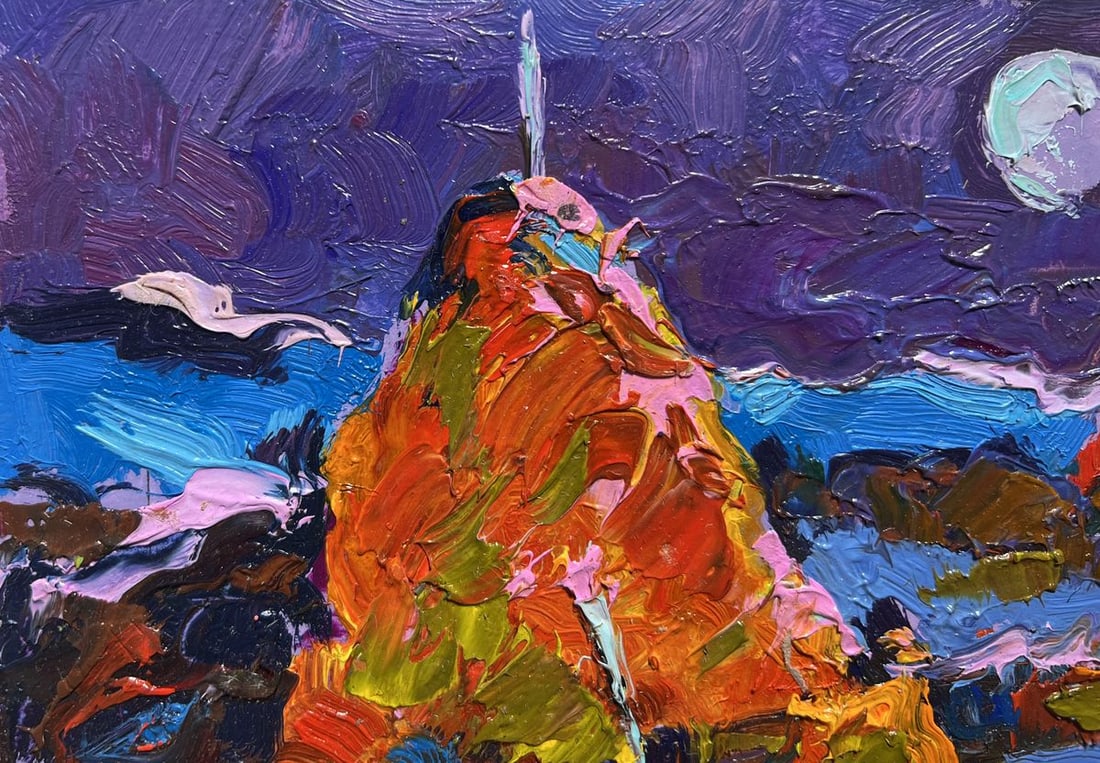 Oil painting Moonlit Night in the Field Alex Kalenyuk - 4