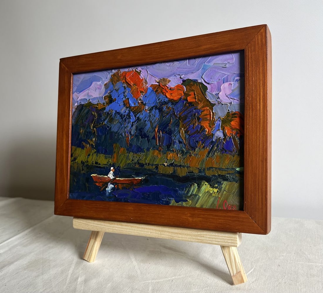Oil painting It's cool by the river in the evening Oksana Kalenyuk - 2