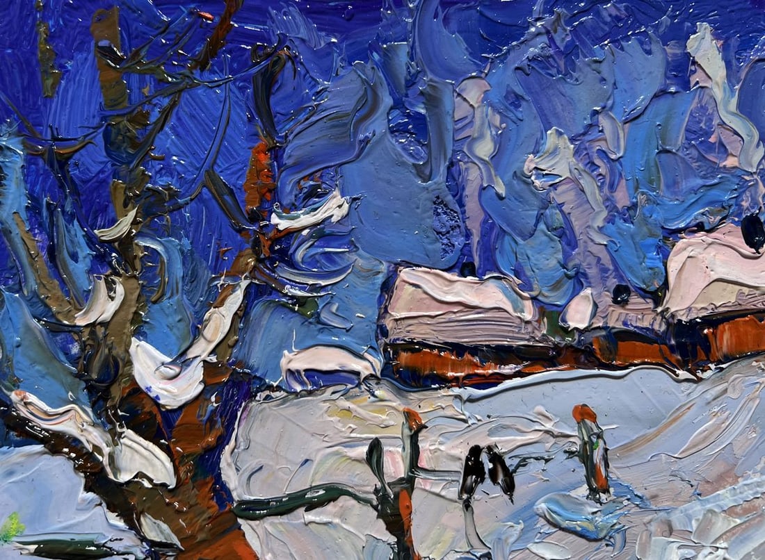 Oil painting Snowy streets of the village Oksana Kalenyuk - 4