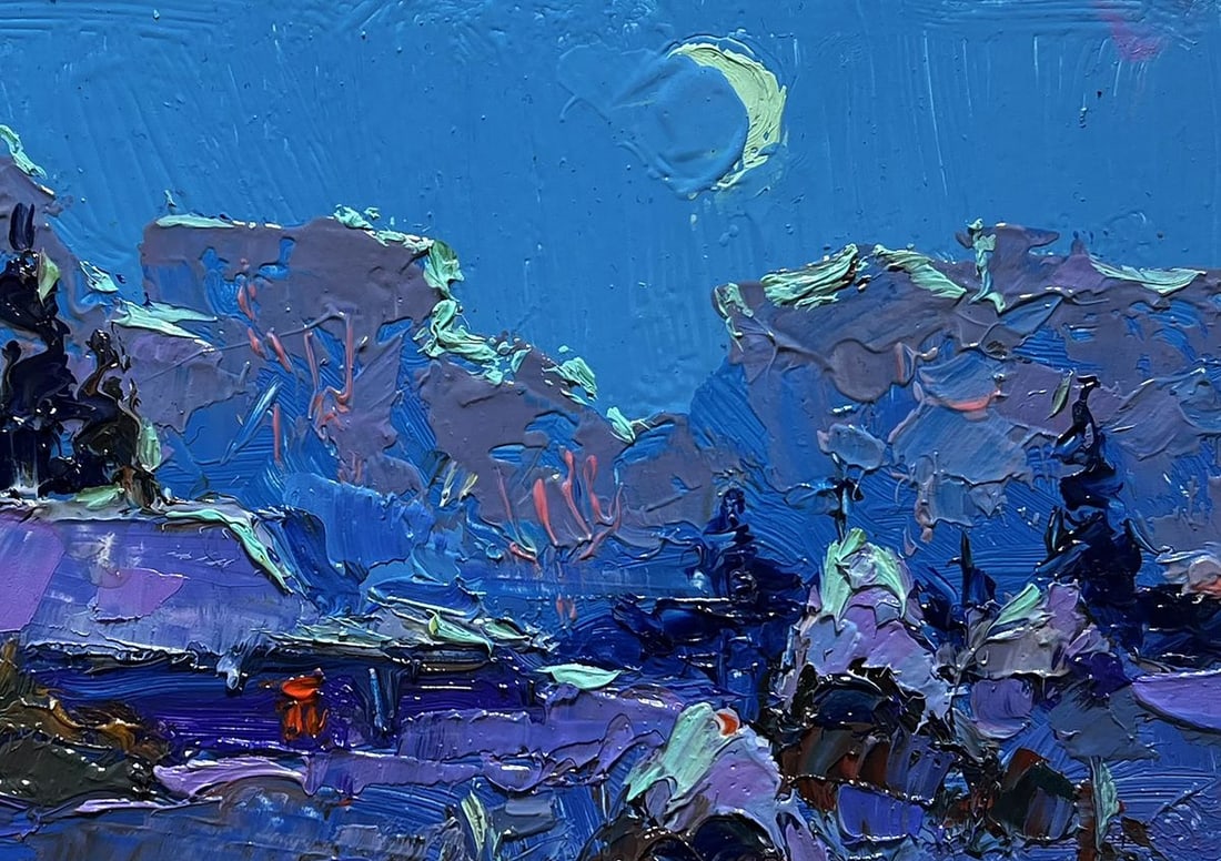 Oil painting Moonlit winter night Oksana Kalenyuk - 8