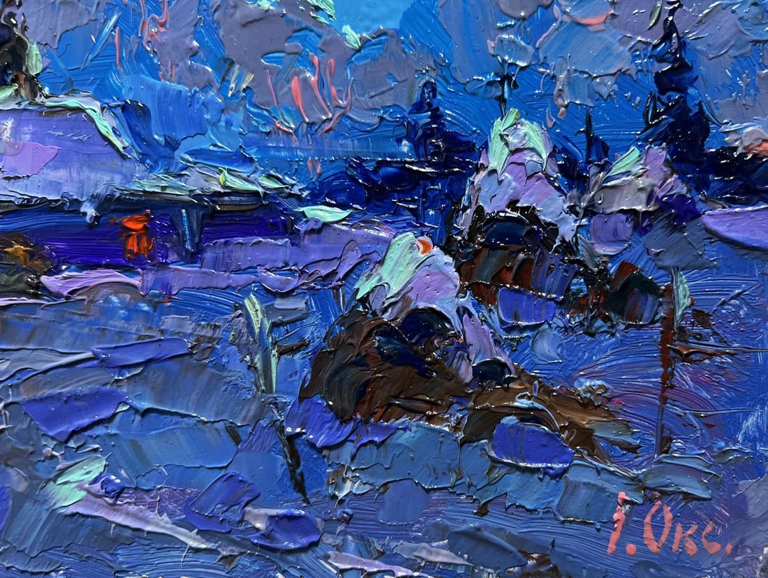 Oil painting Moonlit winter night Oksana Kalenyuk - 9