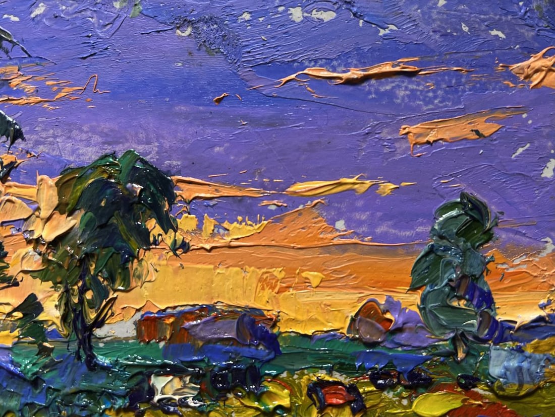 Oil painting The day passes with a yellow sunset Alex Kalenyuk - 6